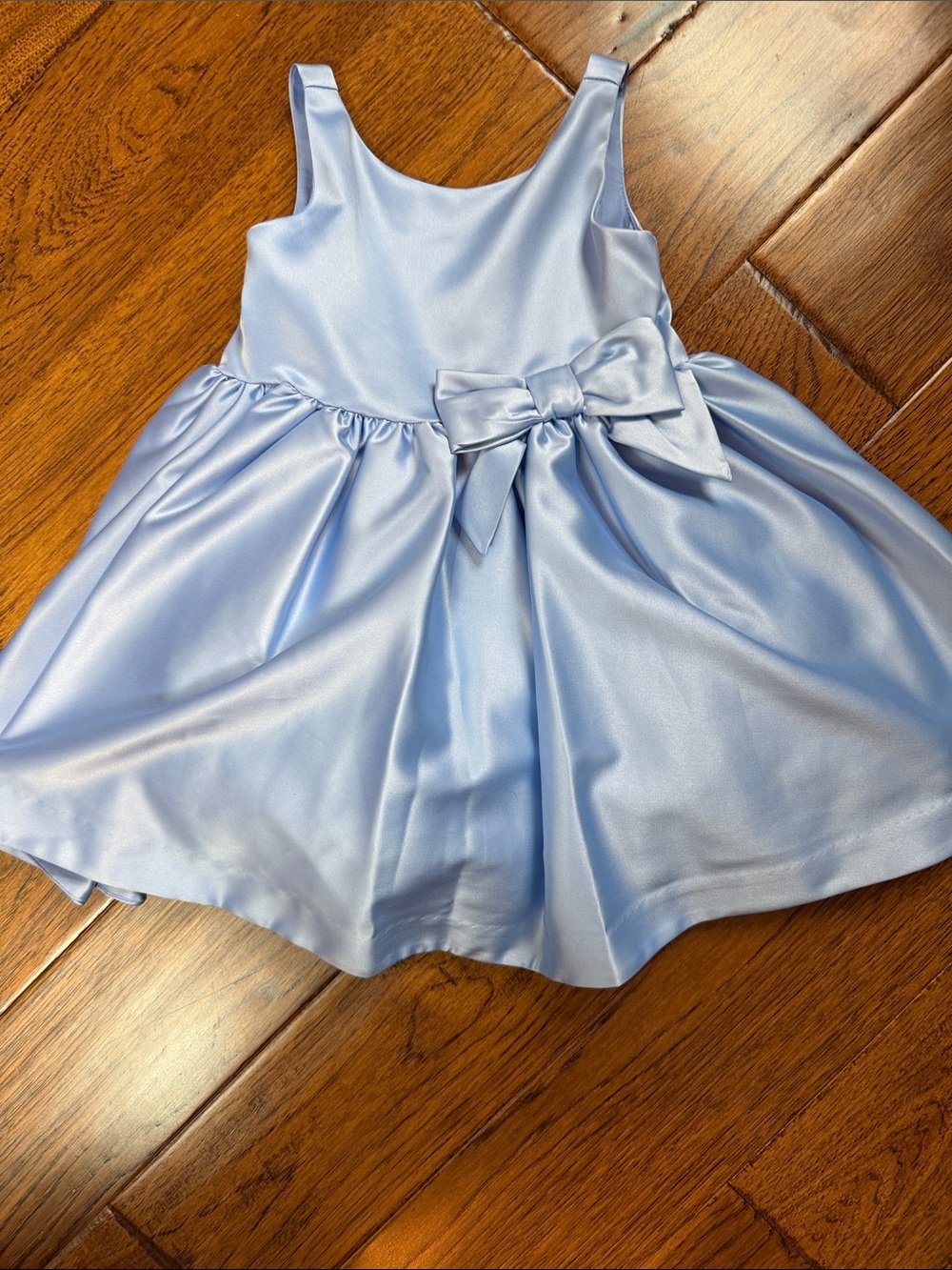 Girls' Light Blue /Periwinkle Satin Party Dress with Bow